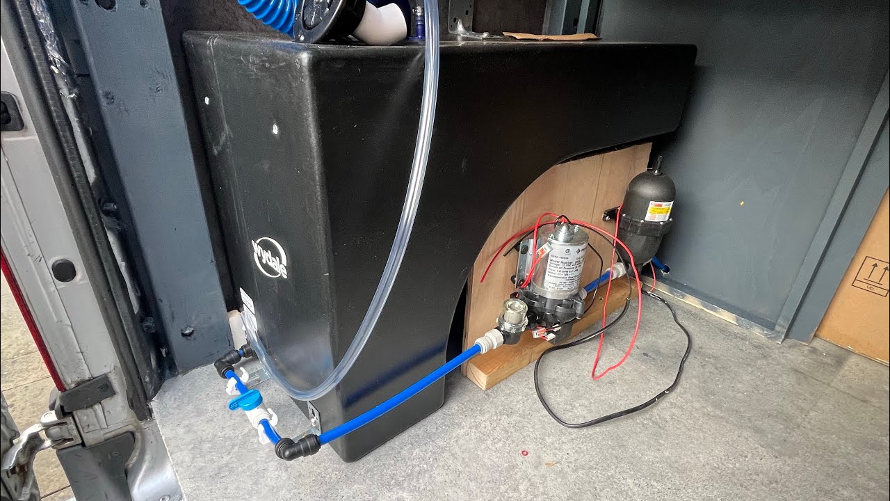 Installing the cold water supply, Sureflow Trailking pump. Camper van build (11)