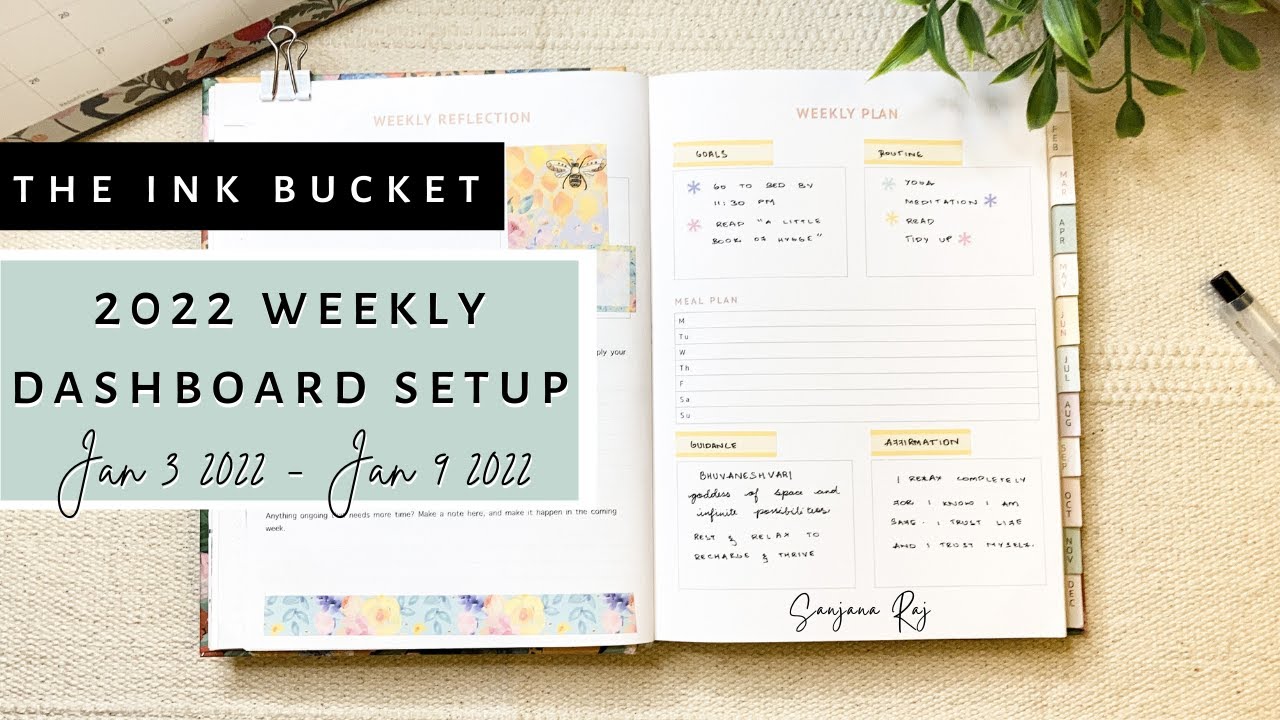 2022 Planner Setup | Ink Bucket Planner 2022 Weekly Dashboard | Sanjana Raj