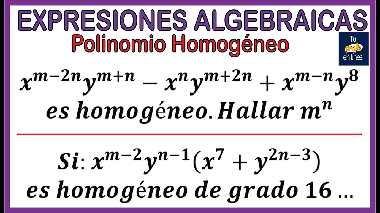 🚩EXPRESIONES ALGEBRAICAS 04: Polinomio Homogéneo (Ejercicios)