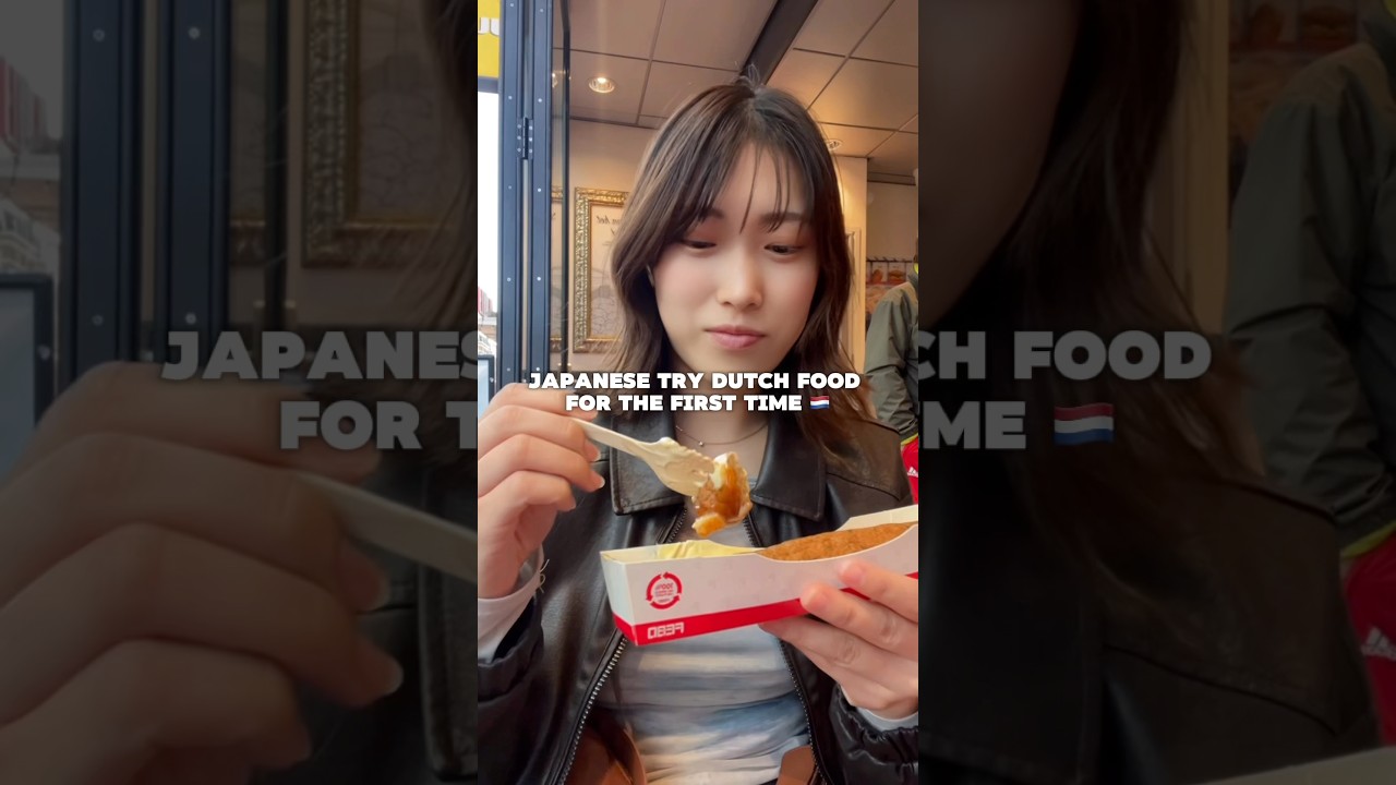 Japanese try Dutch food for the first time🌍Frikandel?🤨 #food #netherlandsfood