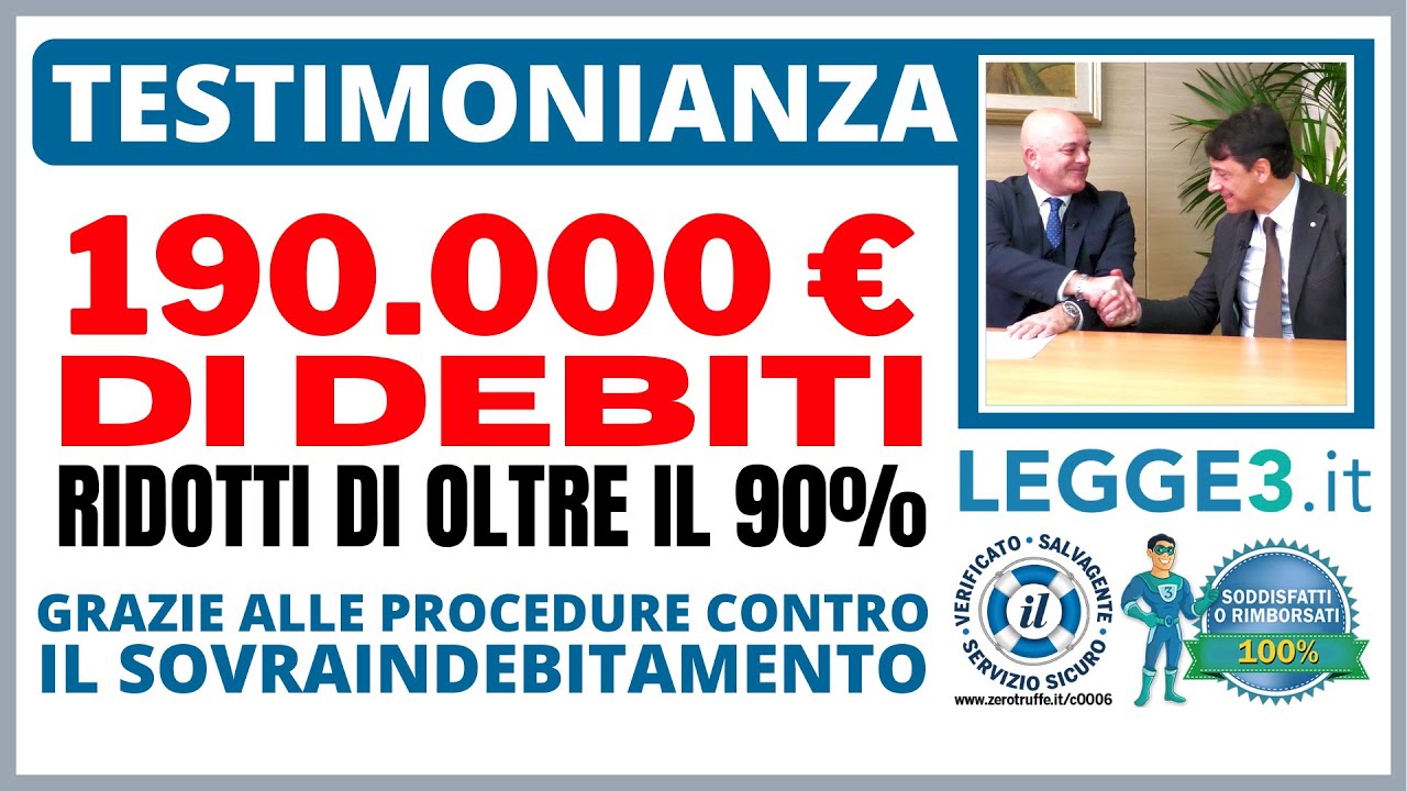 LEGGE per Cancellare i DEBITI | 190.000€ DI DEBITI RIDOTTI di oltre 90% [Opinione su Legge3.it]