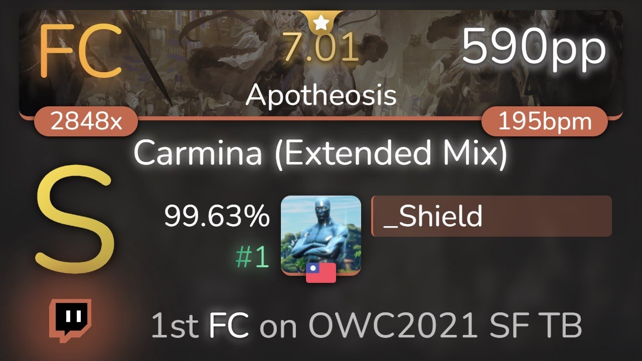 [Live] _Shield | CANVAS feat. Quimar - Carmina [Apotheosis] 99.63% {#1 590pp 1st FC} - osu!
