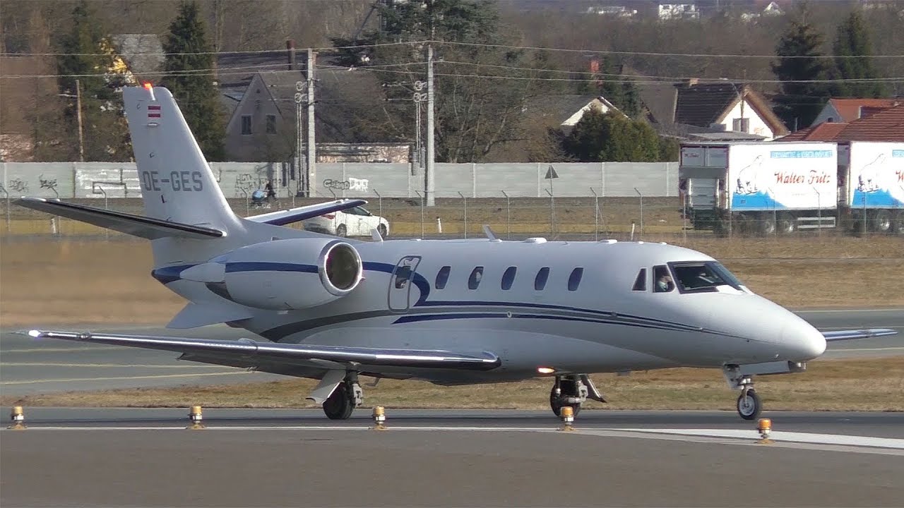 Jet24 Cessna 560XL Citation XLS Plus takeoff at Graz Airport | OE-GES