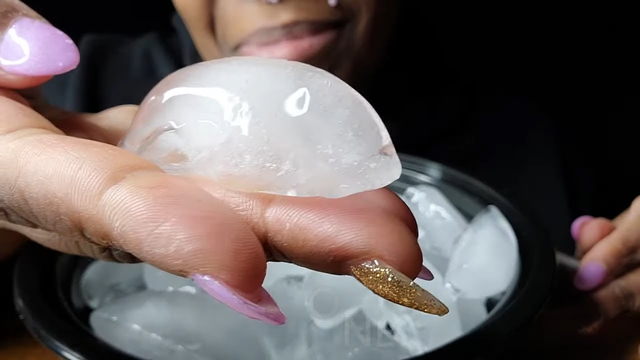 HALF MOON ICE | SLIGHTLY MELTED | CRUNCHY | #iceeating #asmr #asmrice