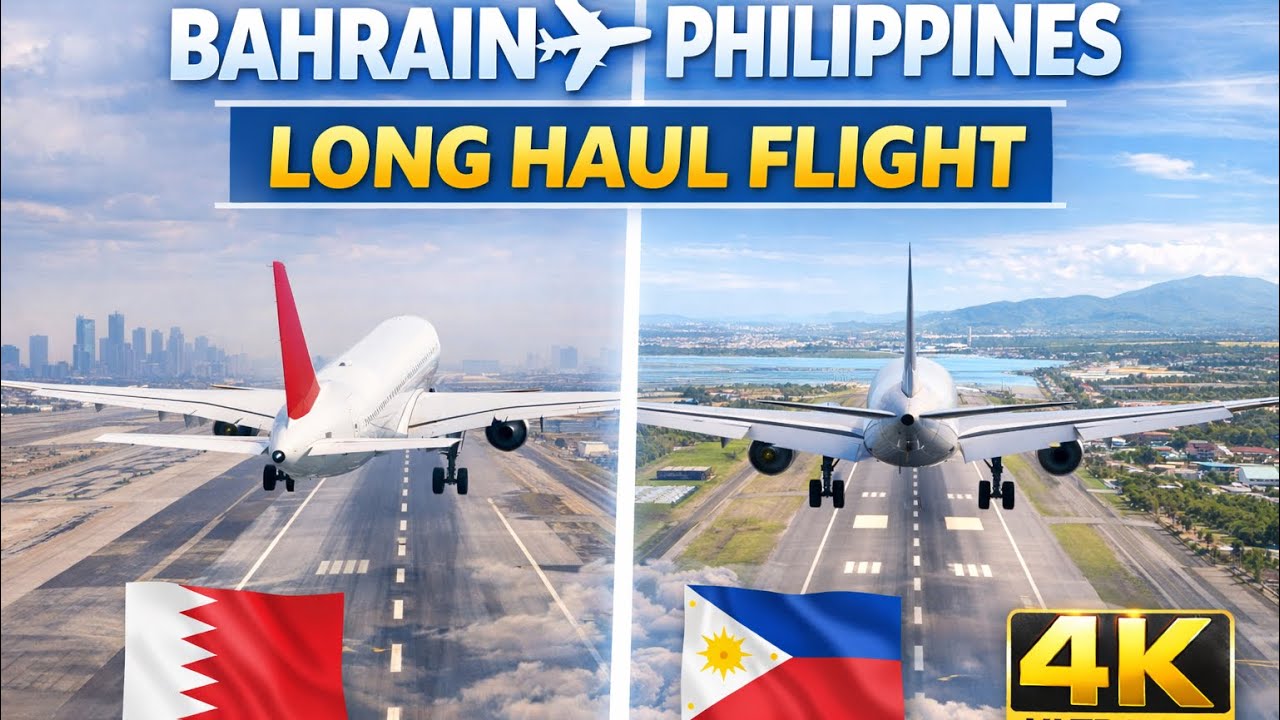 Bahrain International Airport Takeoff to Philippines 🇧🇭✈️🇵🇭 | Full Flight 4K
