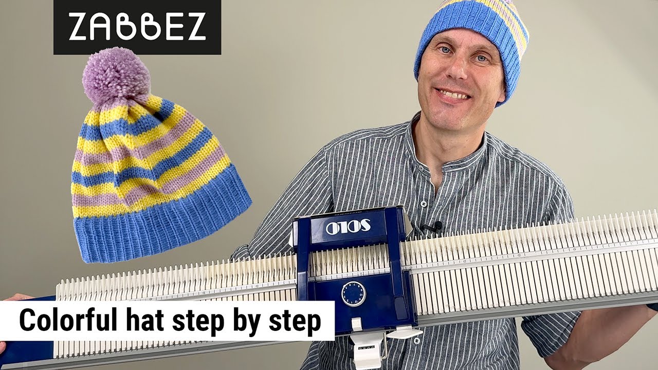 Knitting a simple hat on a hand knitting machine | Singer Solo