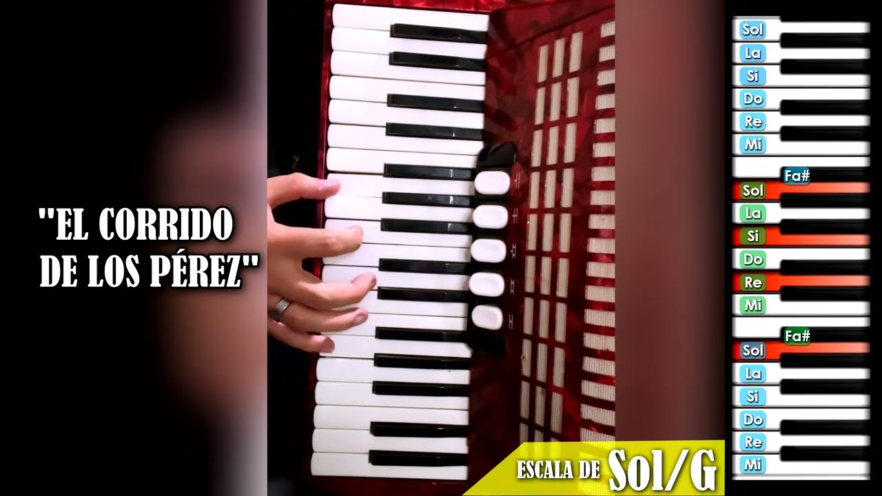 "El Corrido de Los Pérez" [Sol] TUTORIAL en Teclado / Piano - Acordeon de Teclas