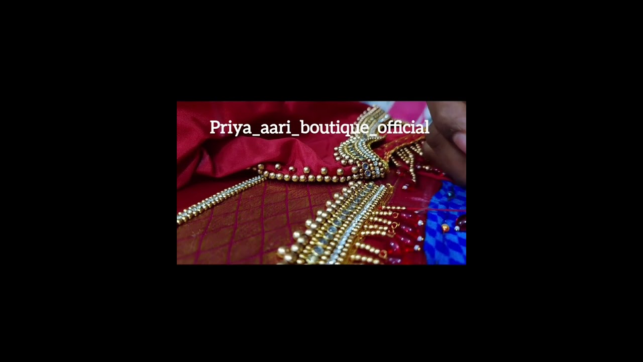 Aari blouse Hand hanging method 🪡🧵 and blouse designs Red ♥️ colour 