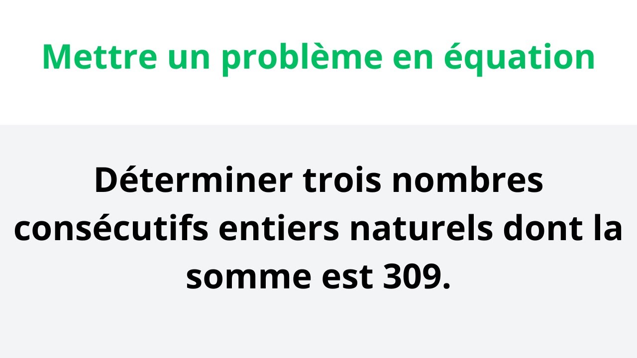 Mettre un problème en équation 3ème année collège