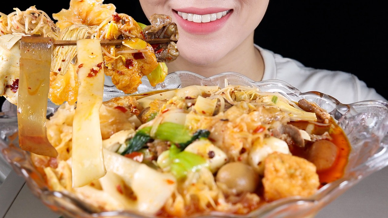 ASMR Spicy Mala Hot Pot | Malatang | I Made It Myself | Eating Sounds Mukbang No Talking