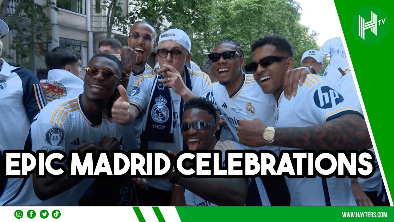 AMAZING scenes as Real Madrid celebrate winning Champions League & La Liga 🎉