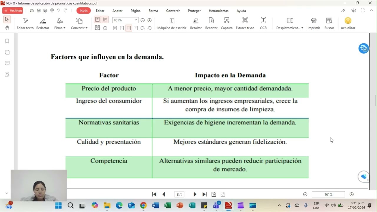 Informe de aplicación de pronósticos cuantitativos