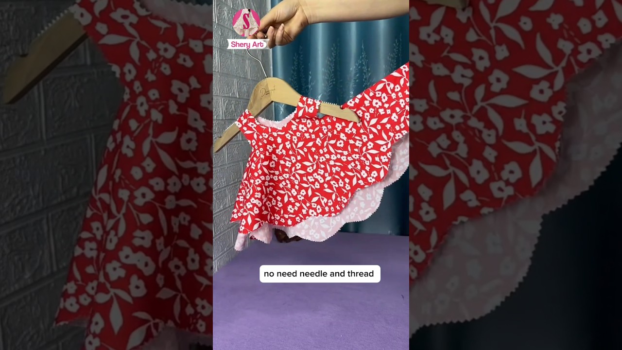 just Three cuts to make beautiful little girl dress at home#sewing #shorts
