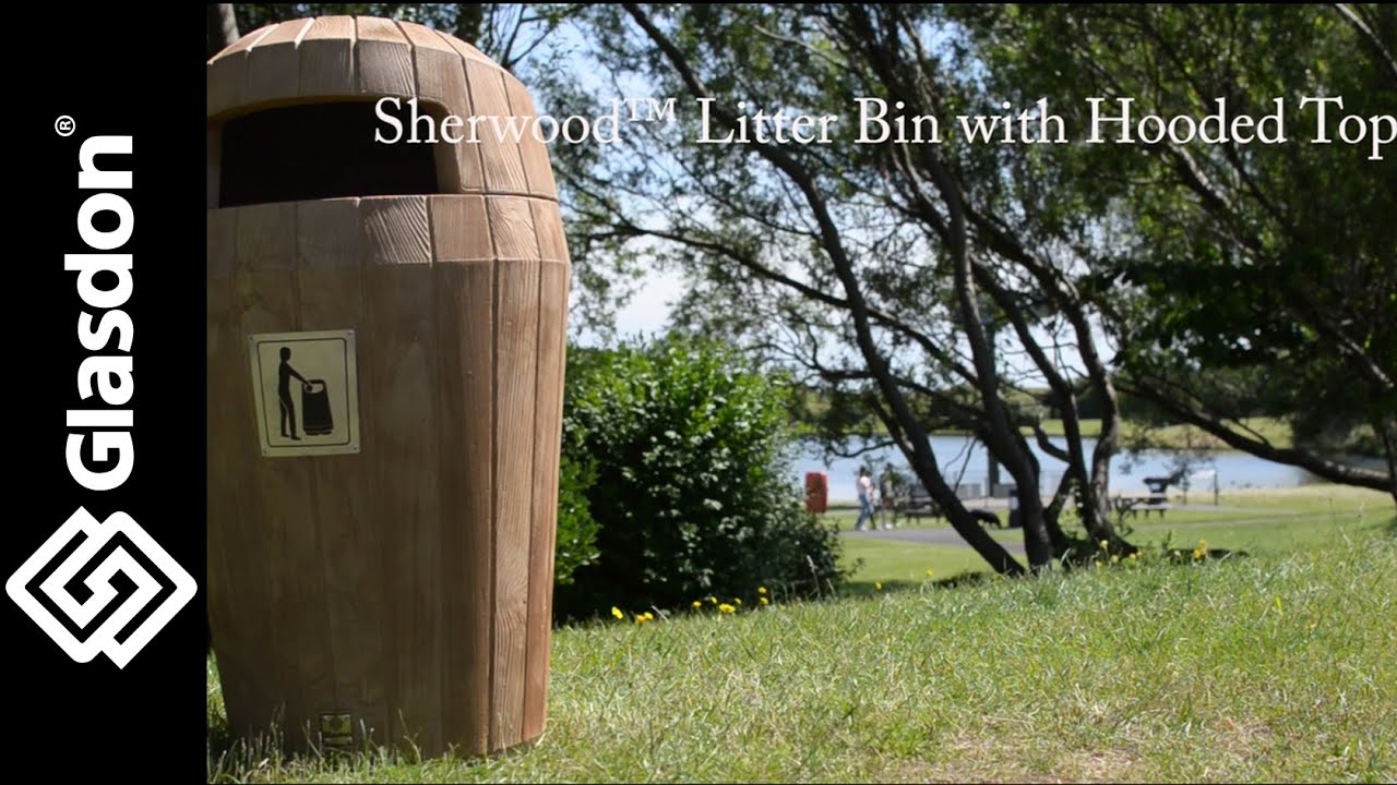 Glasdon UK | Sherwood&trade; Litter Bin with Hooded Top