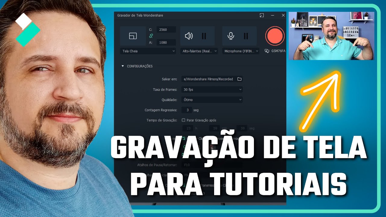 3 passos SIMPLES para fazer GRAVAÇÃO DE TELA com WEBCAM (FÁCIL E RÁPIDO) | Wondershare Filmora