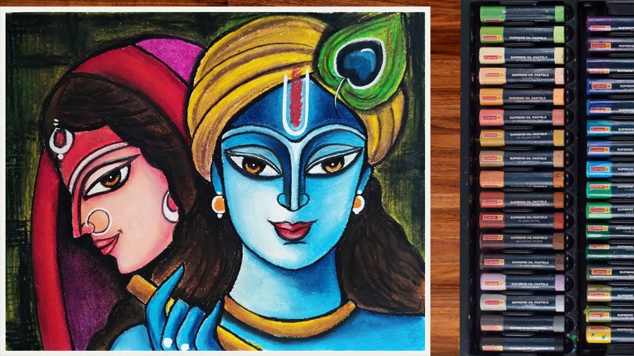 Radha Krishna drawing oil pastel | Krishna Drawing | Janmashtami Special