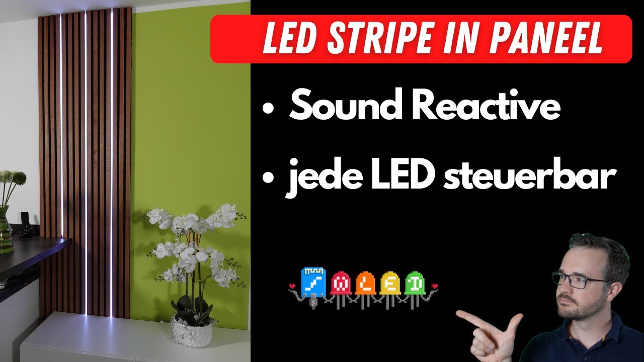 WoodUp Paneel mit WS2815 LED Stripe. WLED Sound Reactive Projekt. Idee für indirekte Beleuchtung