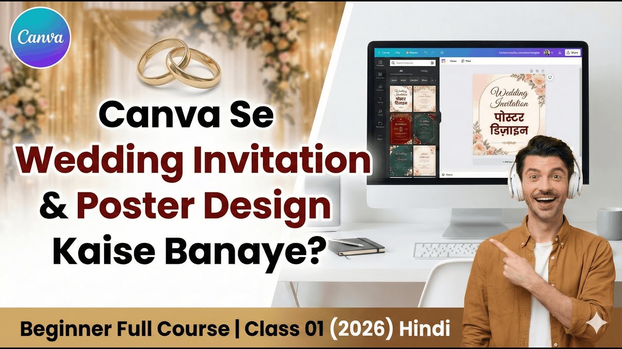 Canva Wedding Invitation & Poster Design Kaise Banaye? | Beginner Full Course | Class01 Hindi 2026