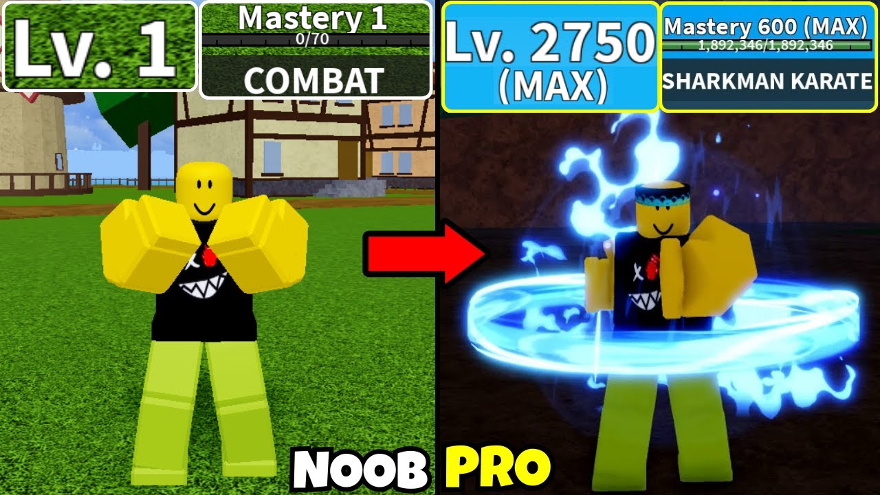 Beating Blox Fruits with Full Sharkman Karate Awakening! Got Max Level + Max Mastery Noob to Pro!