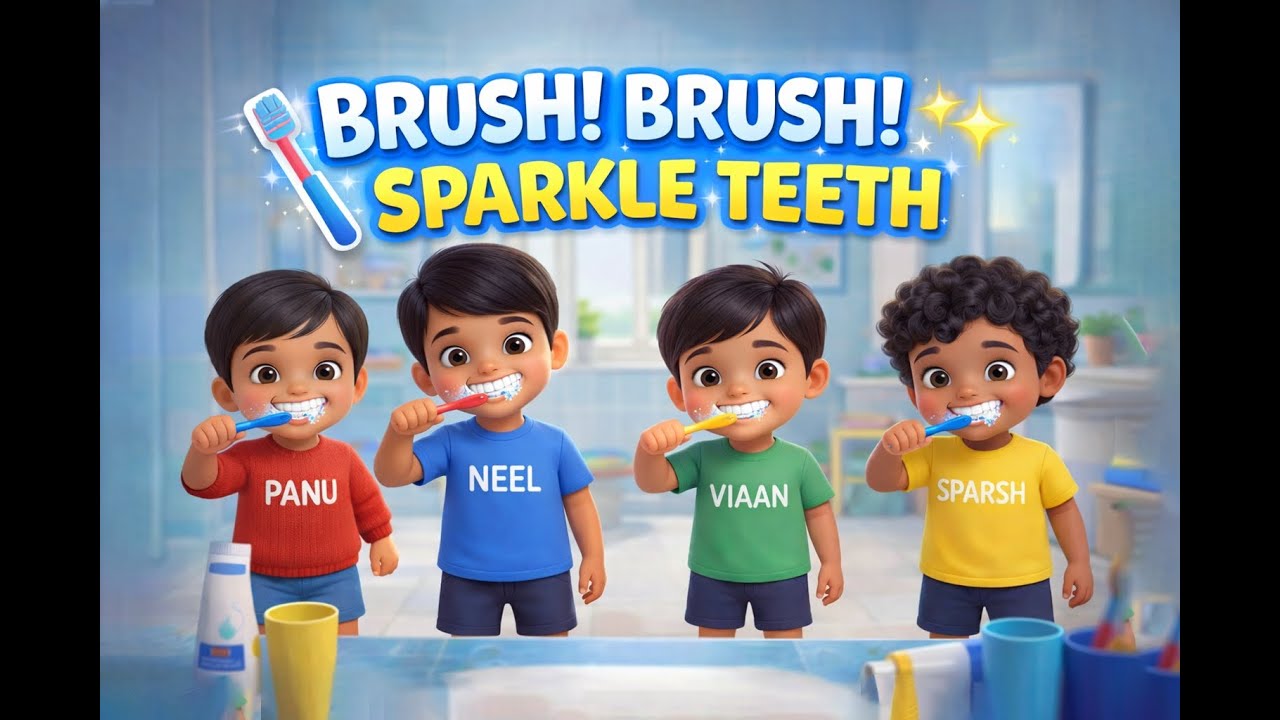 Brush Brush Sparkle Teeth 🪥 | Brushing Teeth Song for Kids | Panu Kids Rhyme