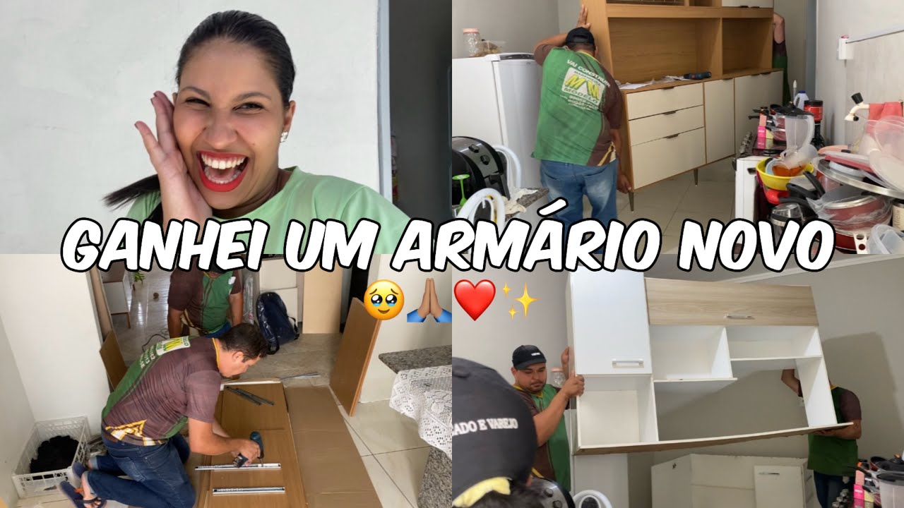 Ganhei um arm&aacute;rio 🙏🏽😭 arrumei tudo dentro do arm&aacute;rio, organizei a cozinha, vlogs morando sozinha💖
