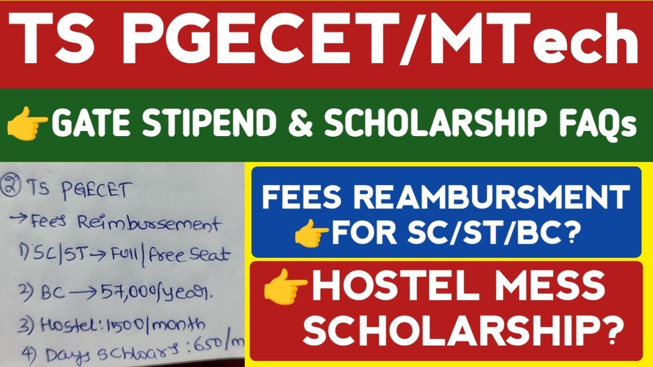 TS PGECET FEES REIMBURSEMENT and GATE STIPEND Details@StudentUpdates247