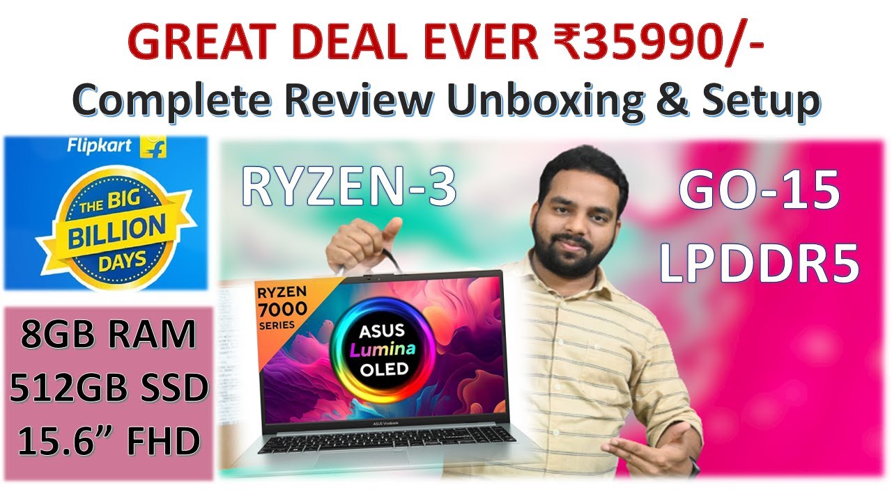 🤷🏽Asus Vivobook Go 15 OLED 2023 Ryzen-3 Unboxing Review & Complete Windows-11 Setup Guide #viral