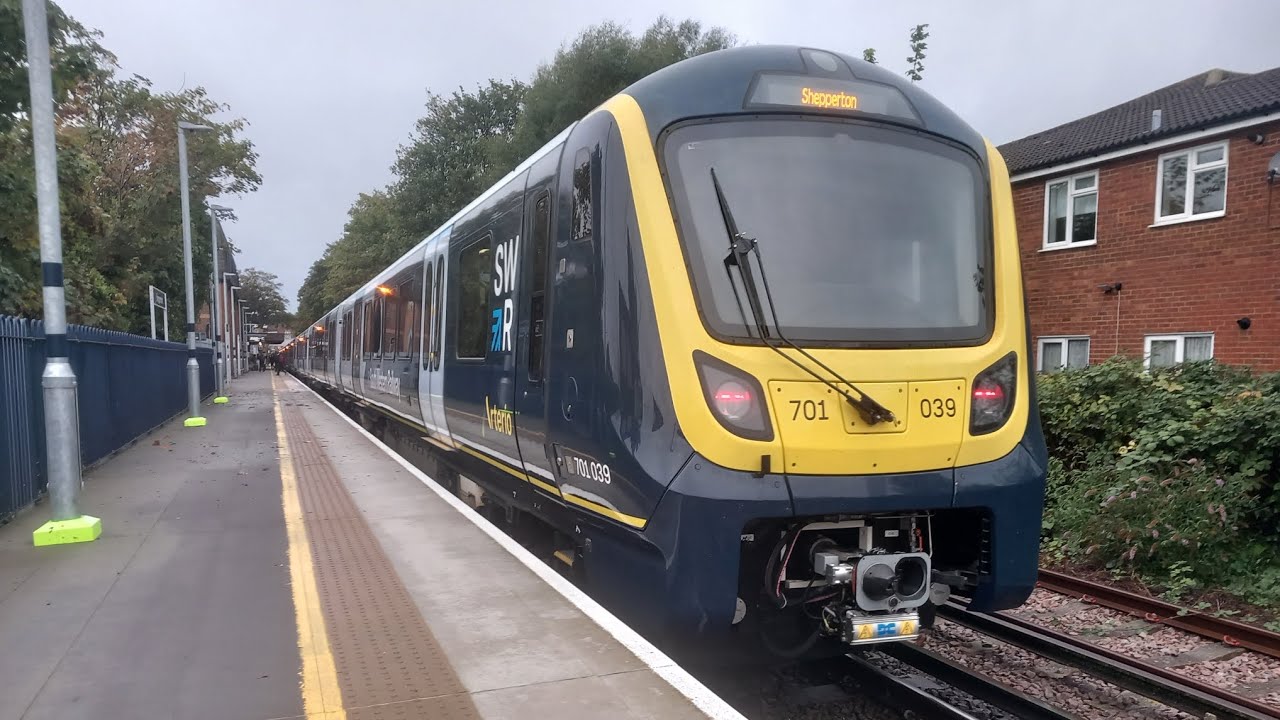 The First Service!! Brand new SWR Class 701 in passenger service approaching Shepperton!
