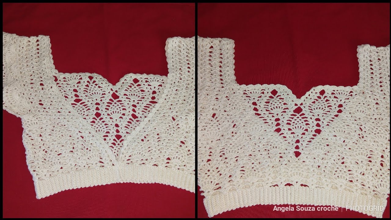 Cropped de crochê ponto abacaxi PARTE 1