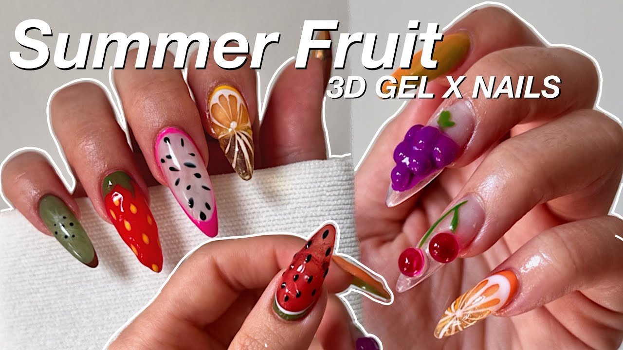 Summer Fruit Nails Trend 🍉🍋 easy 3D nail art for beginners  💅🏼
