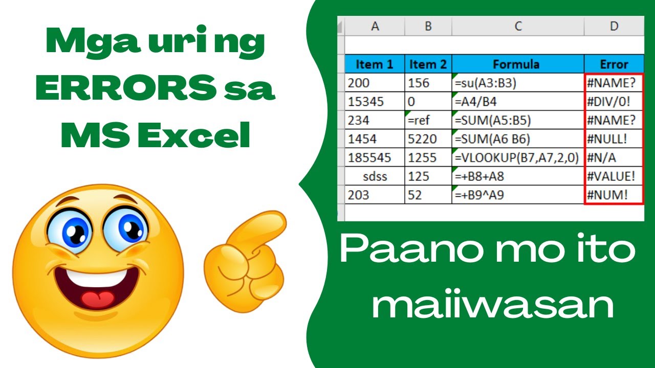 🔵 Mga common ERRORS sa MS EXCEL || How to Fix the ERRORS in EXCEL || Tagalog Version