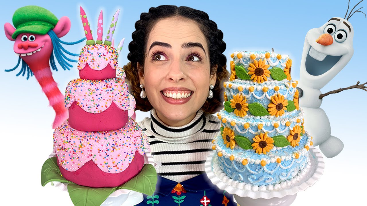 COMIDINHAS DE FILME: BOLOS de FROZEN, BELA ADORMECIDA e TROLLS