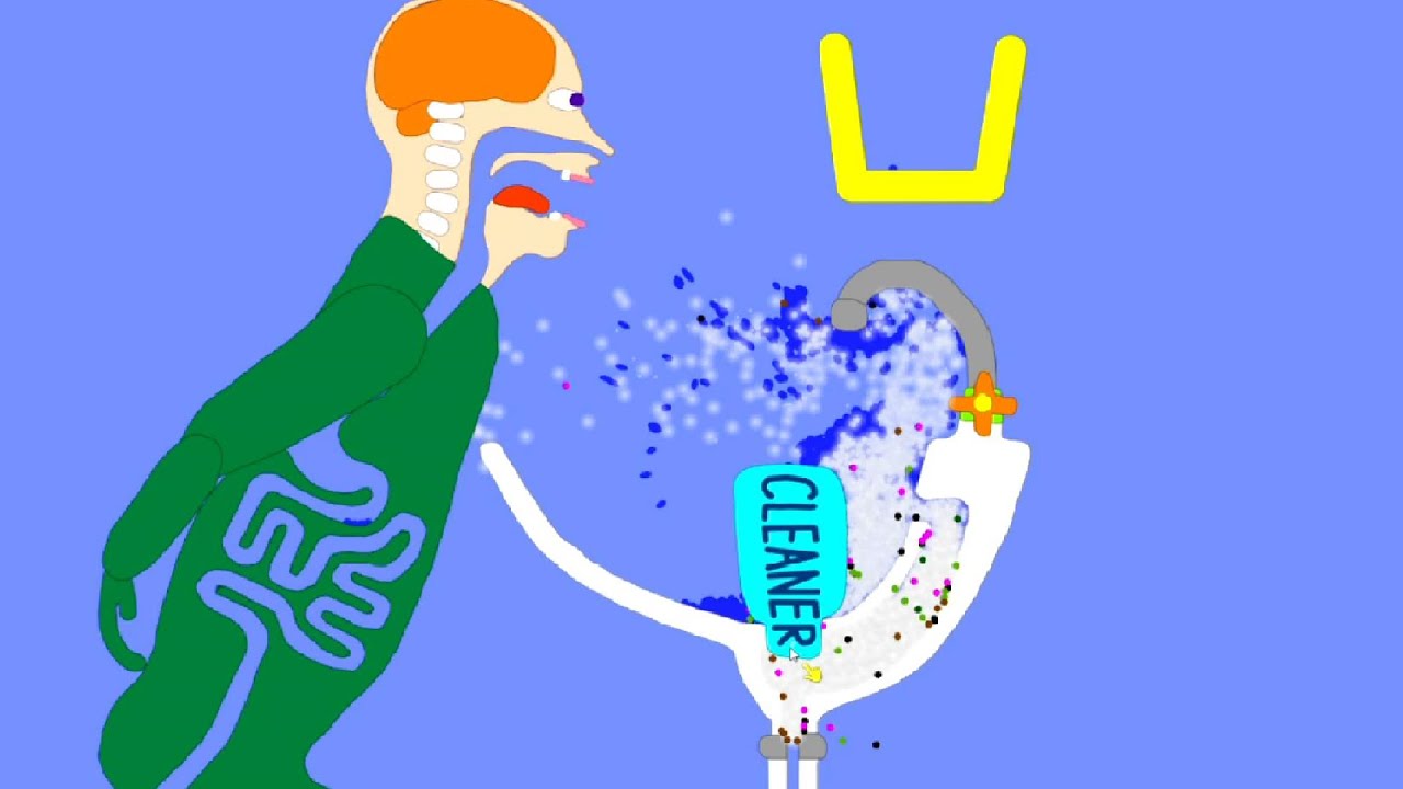 【Algodoo】The wash basin is dirty and clogged, so wash it. 洗面台が汚れて詰まっているので洗います。