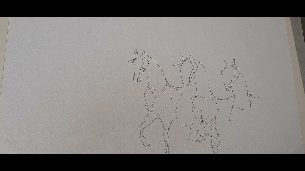 How to draw 7 Horses (part- 1) & Paint it in Water Colour #7 घोड़ा कैसे बनाया जाता है #creative #ske