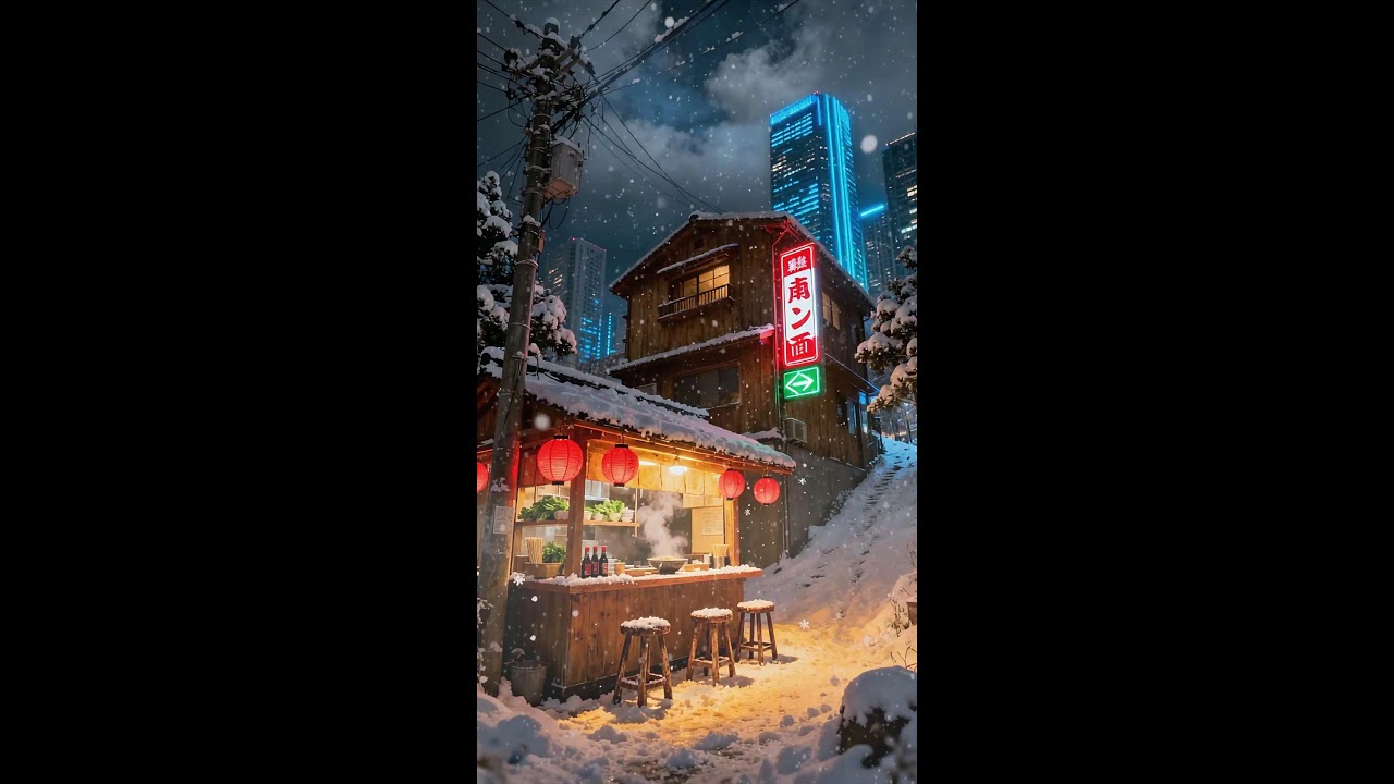 ❄️ Snowy Night at a Tokyo Street Stall 🍜 Lofi Tokyo Night ~ Warm Beats for Cold Evenings