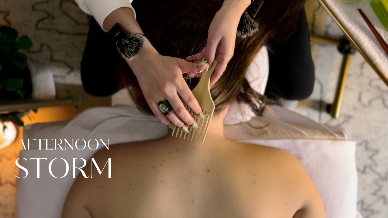 ASMR Intuitive Back Scratch and Hair Play [No Talking] [With and Without Storm Sounds]