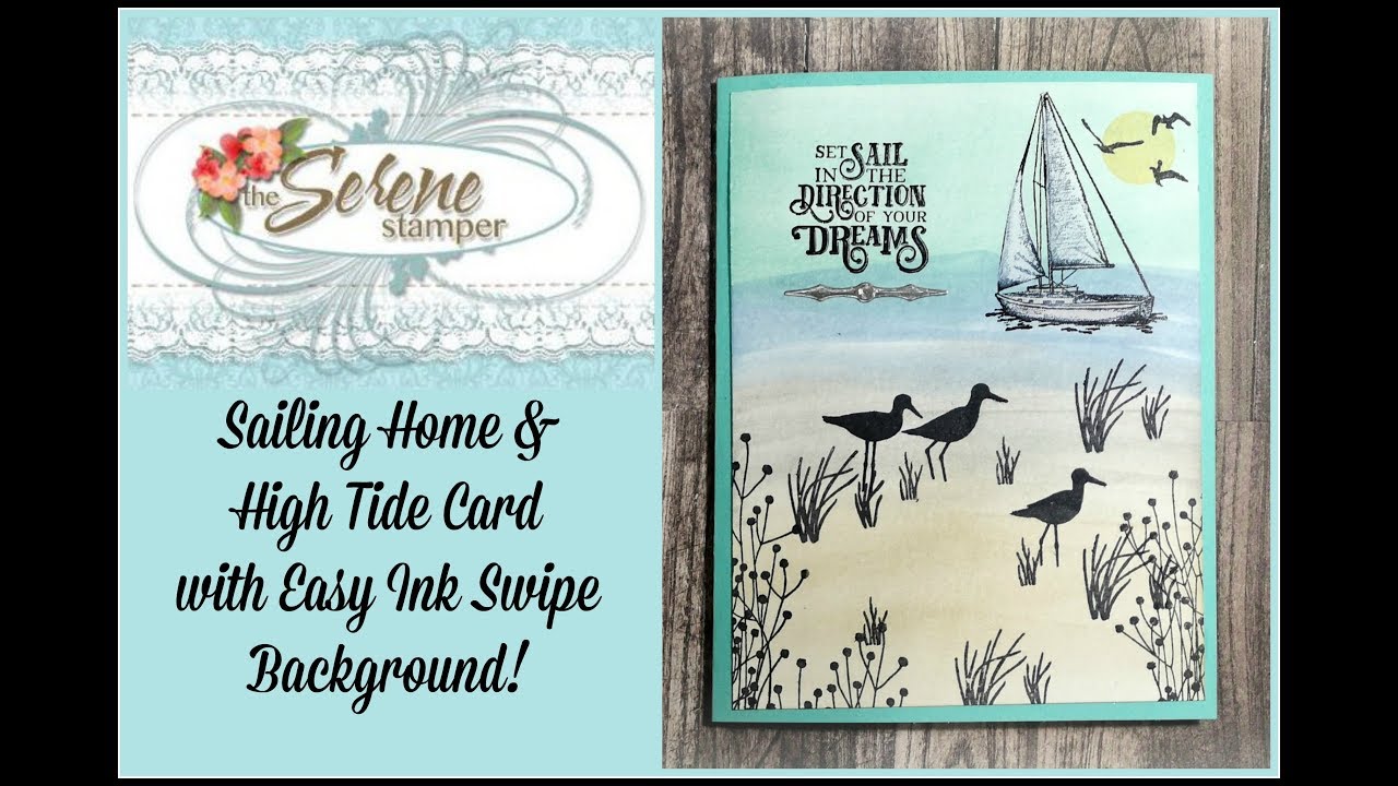 Sailing Home & High Tide Card with Ink Swipe Background