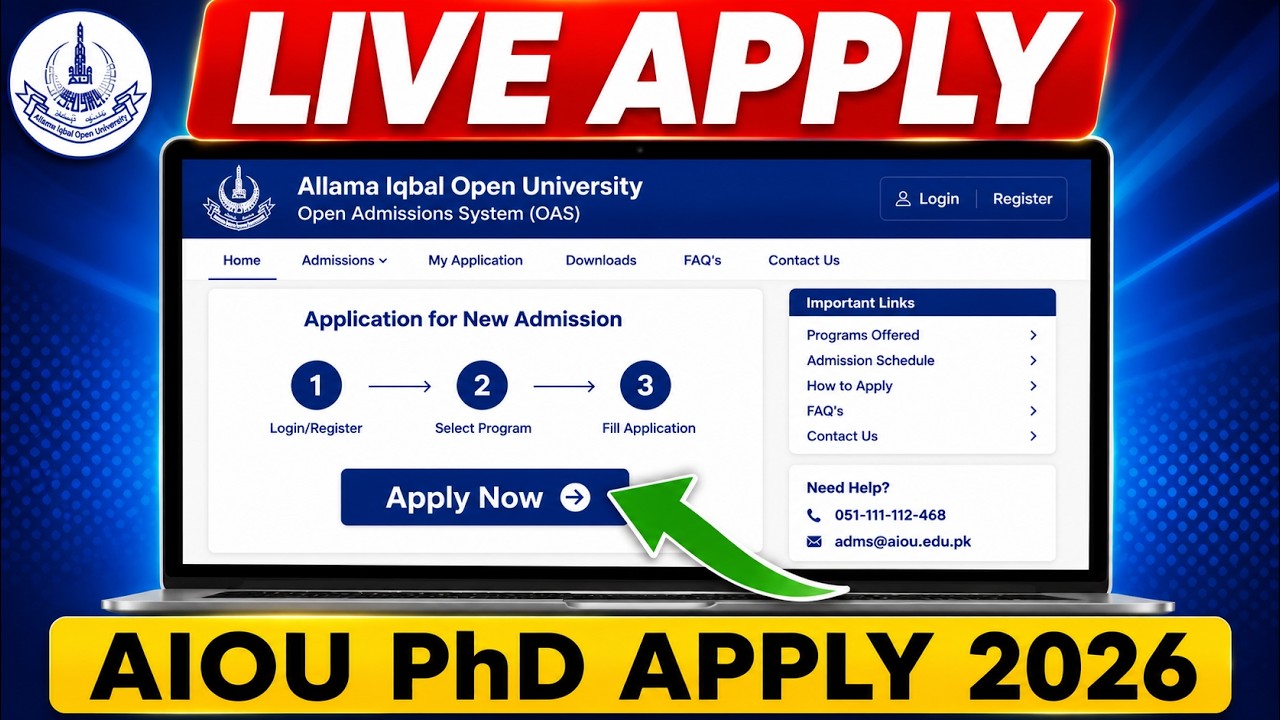 AIOU PhD Scholarship 2026 | Live Application Process on Official Website