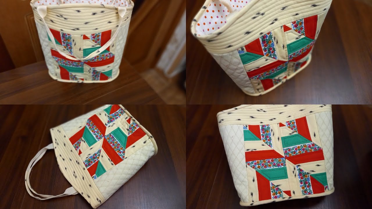 Летняя сумочка корзинка с элементами лоскутного шитья ✂🧵👜