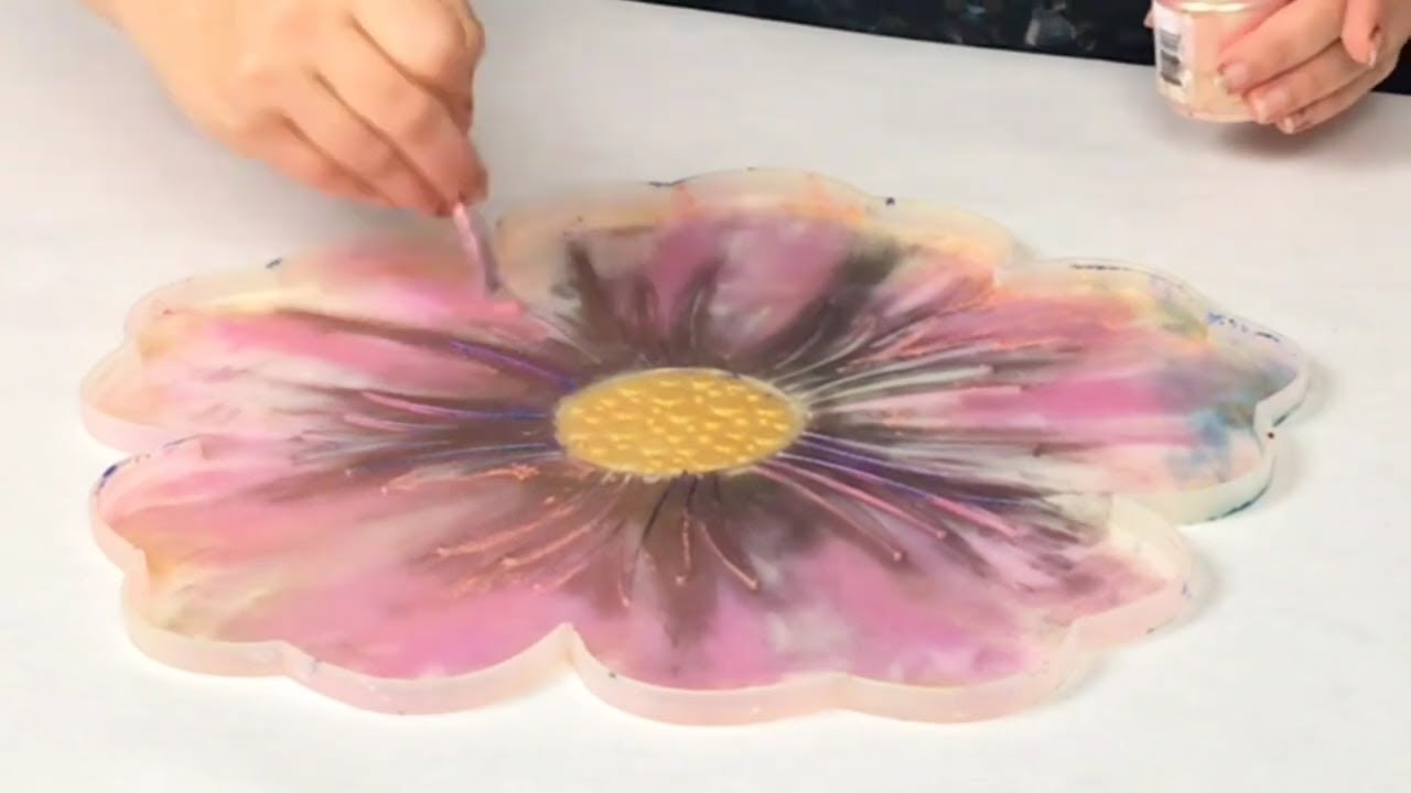 Переливающаяся цветочная миска из смолы со слюдой!