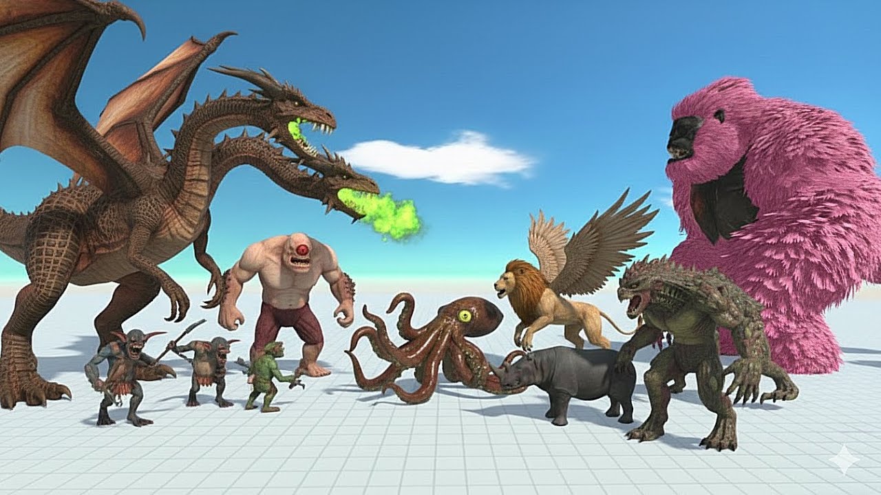 Pink Kong vs Mythical Monsters 🦍💥 in Animal Revolt Battle Simulator ARBS