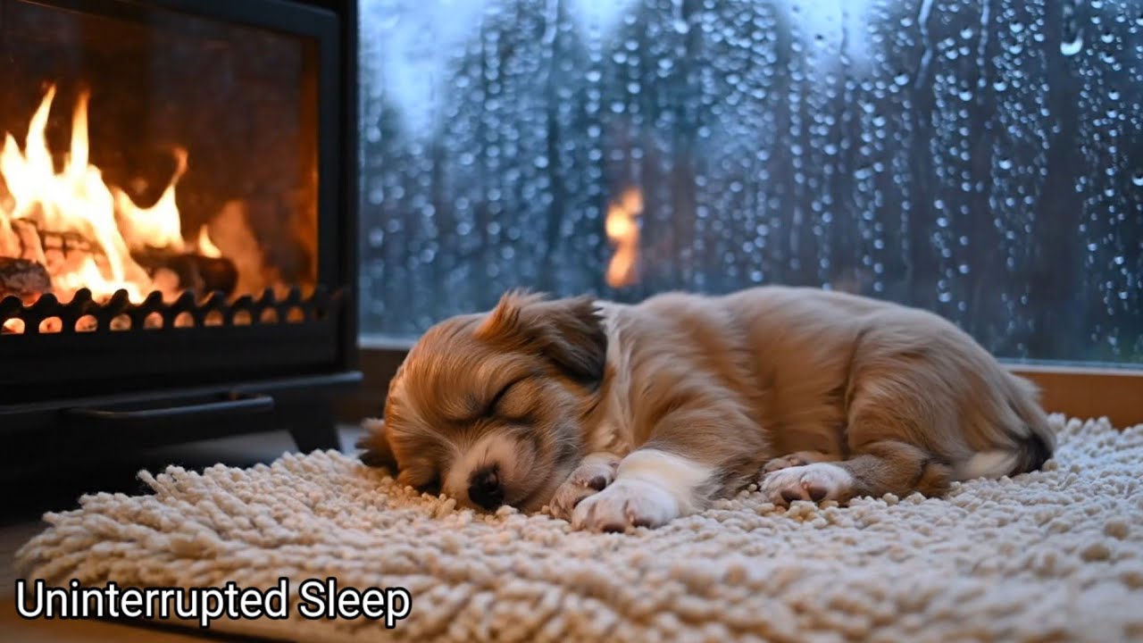 Calming Sleep Sounds for Dogs 🐶💤 | Rain & Fireplace