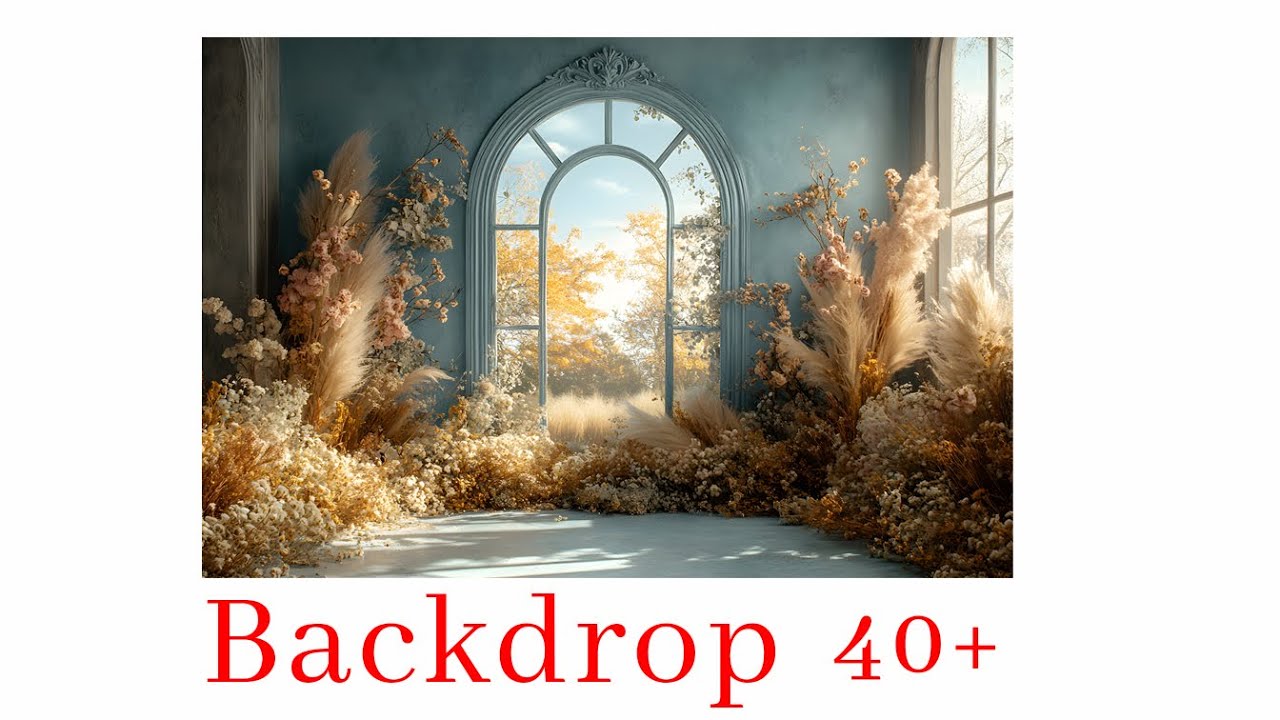 Elegant Autumn Floral Window Backdrop