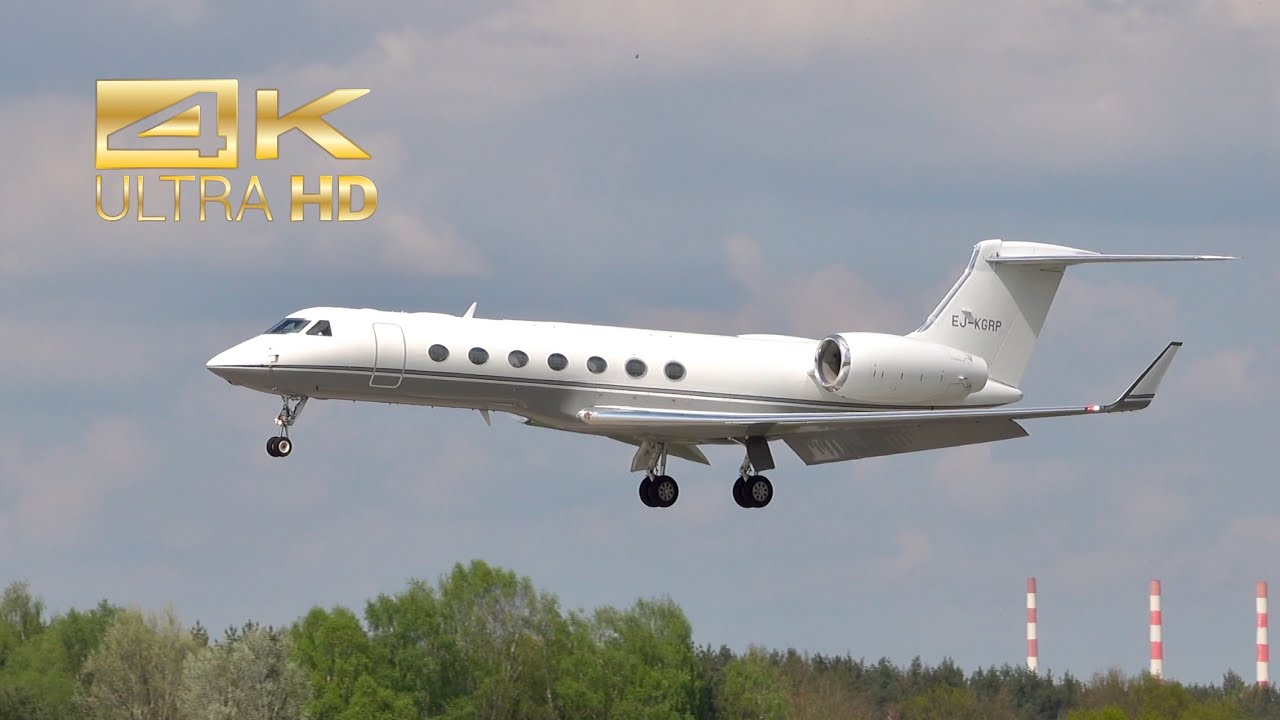 (4K) Gulfstream G550 Gainjet Ireland EJ-KGRP arrival at Ingolstadt Manching Airport IGS ETSI