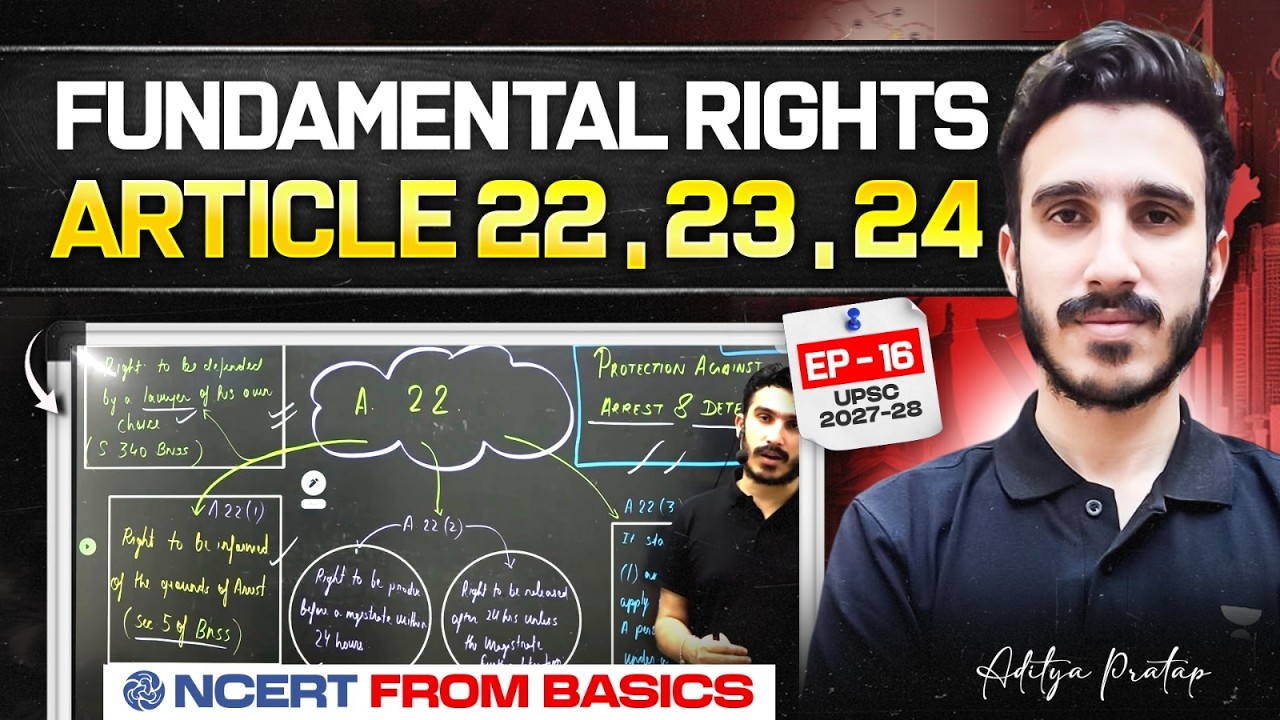 Complete Indian Polity (NCERT) for Beginners | Fundamental Rights - Article 22,23 & 24 | EP16 | UPSC