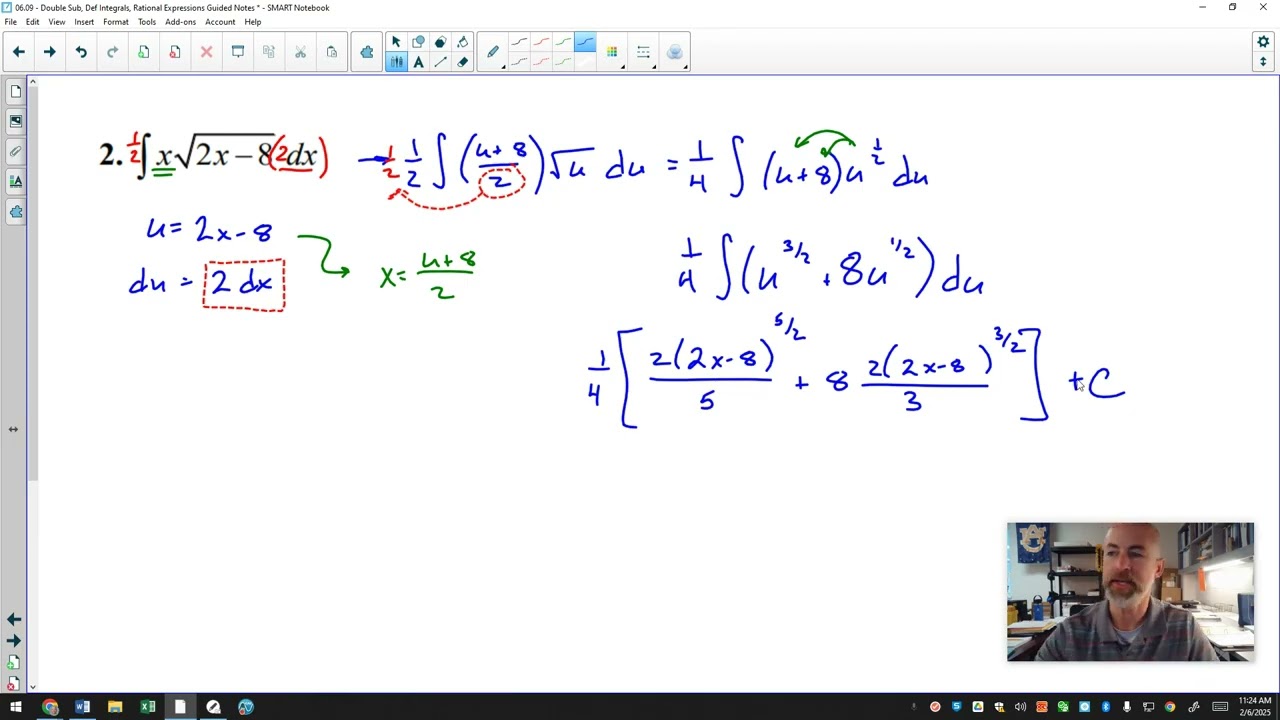 6.9 - U-Sub (Double Substitution, Definite Integrals, & Integrals with Rational Expressions)