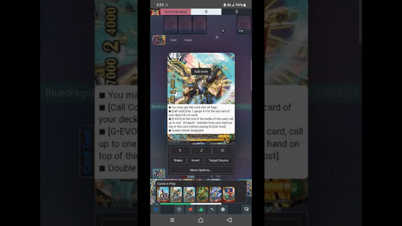 My first recording FC Buddyfight match untap.in Deity Dragon Gargantua vs the chaos