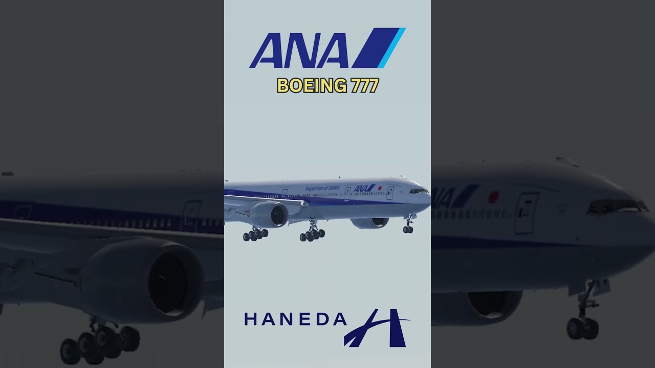 ANA Boeing 777 Touches Down at Haneda Airport