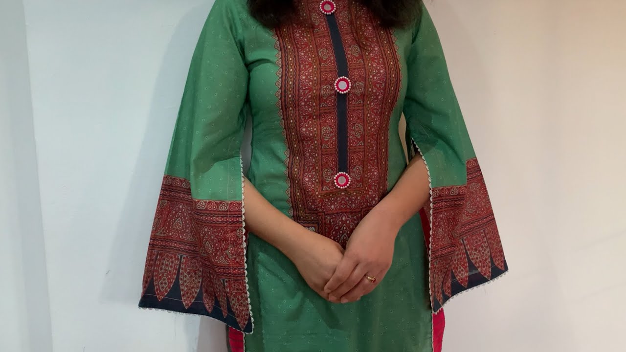 Stylish Designer bell open sleeves (easy method) cutting and stitching