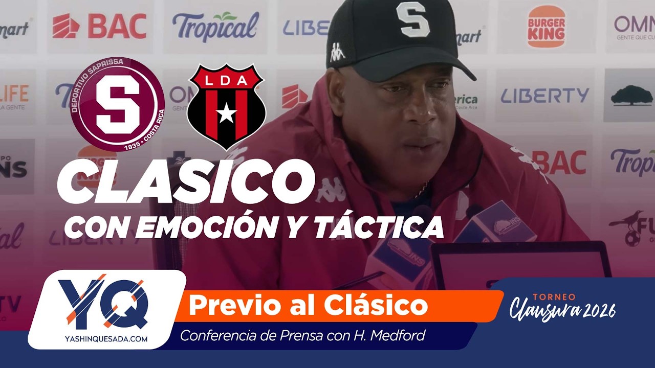 Conferencia de Hernán Medford previo al Clásico Nacional entre Saprissa y Alajuelense